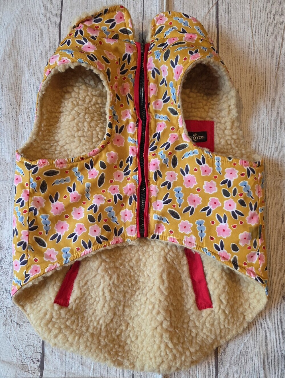 LUCY & CO Size Large Reversible Teddy Sherpa Fleece Vest Dog Little Lamb Print